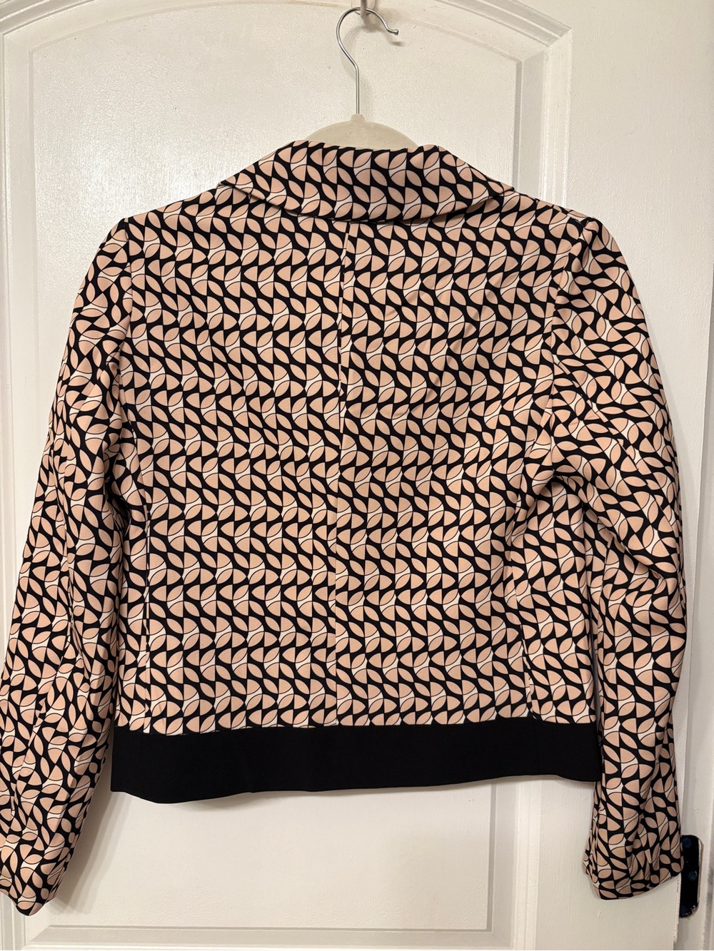 Patterned Pink Crop Blazer with Black Trim - Picture 3 of 6